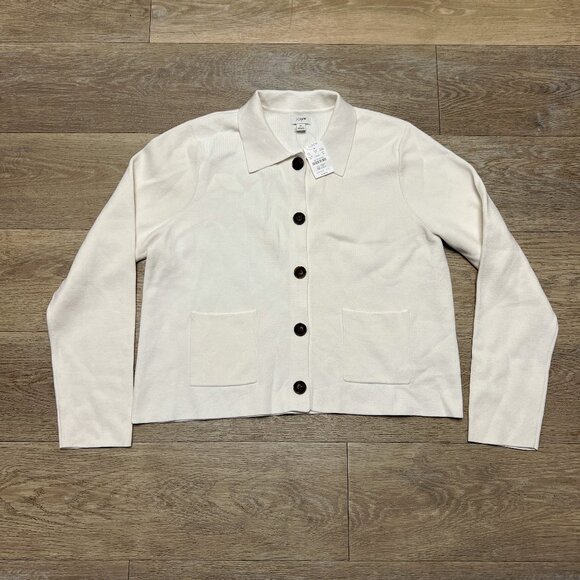 J. Crew Factory Polo Lady Jacket Cardigan Womens Size XL White NWT $138 CB956 - Picture 1 of 9